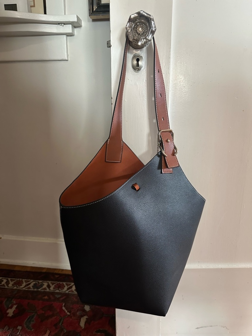 MDBM Maison de Beaute Marseille Two-Tone Black and Brown Leather Tote